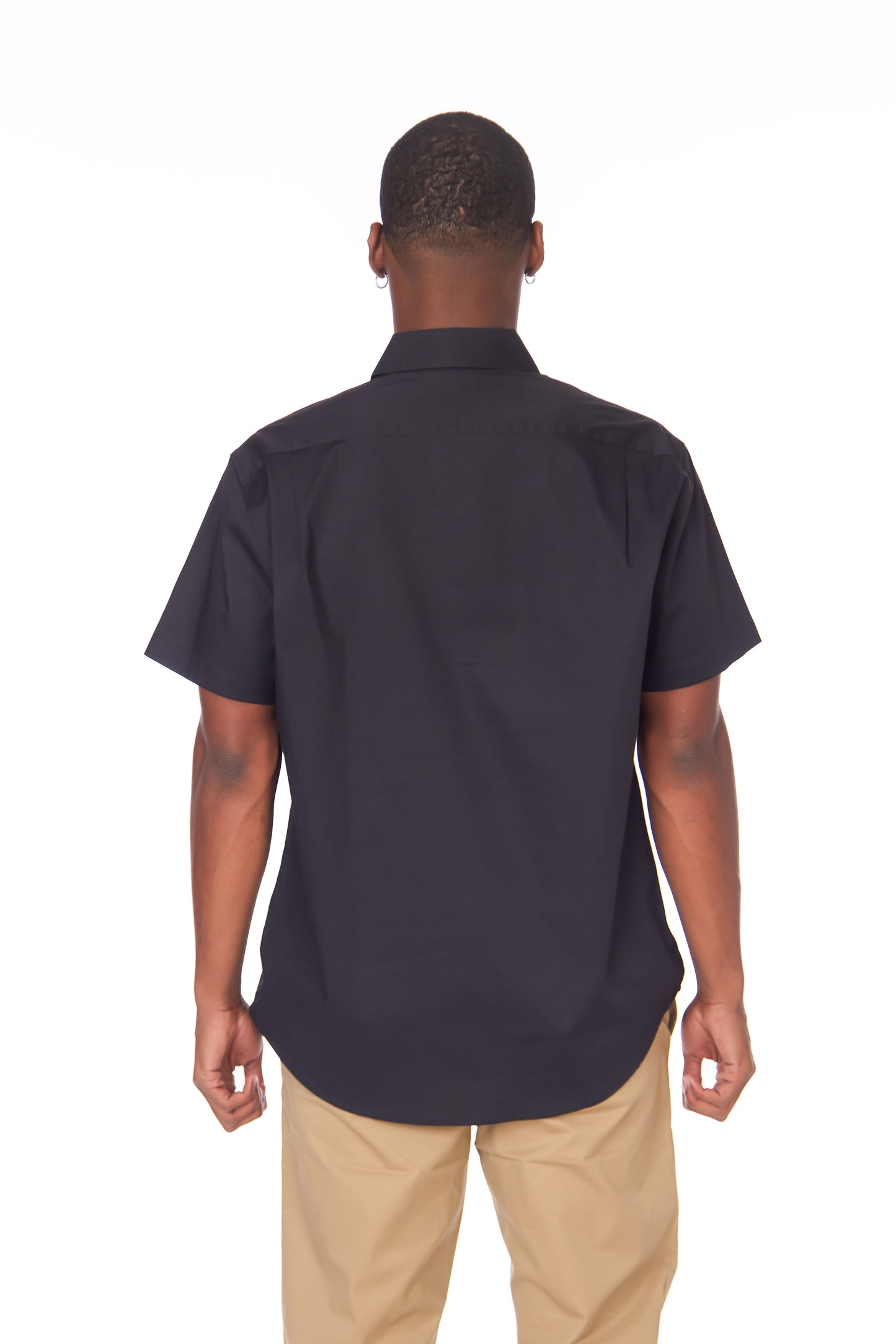 Men's Cotton Stretch Short Sleeve Solid Shirt