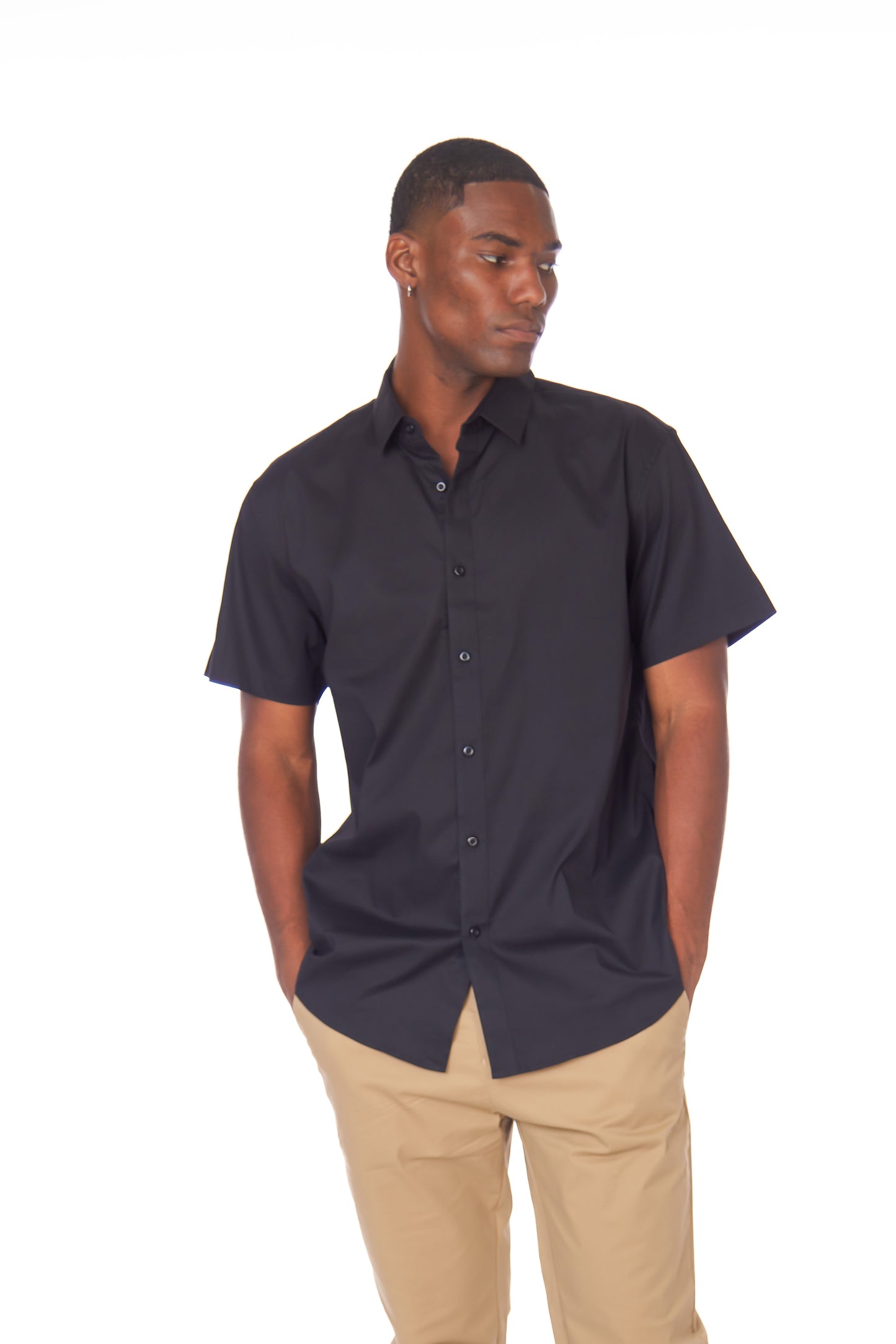 Men's Cotton Stretch Short Sleeve Solid Shirt