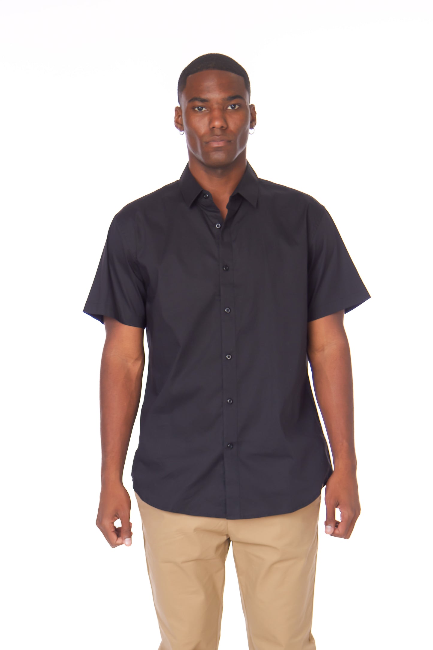 Men's Cotton Stretch Short Sleeve Solid Shirt