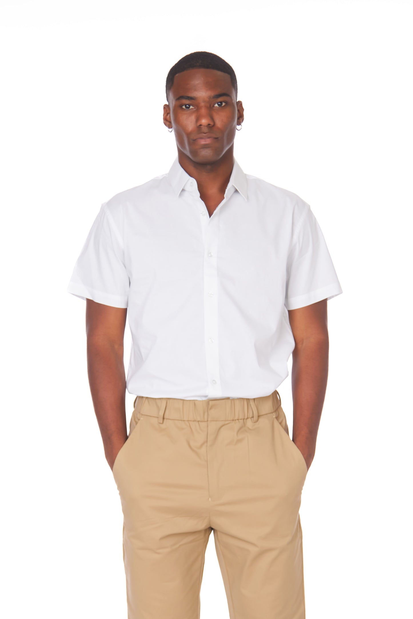Men's Cotton Stretch Short Sleeve Solid Shirt