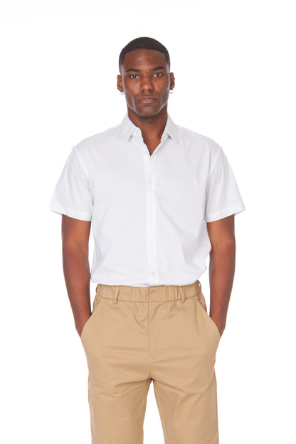 Men's Cotton Stretch Short Sleeve Solid Shirt