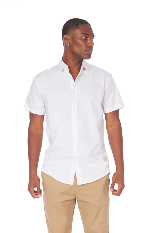Men's Cotton Stretch Short Sleeve Solid Shirt