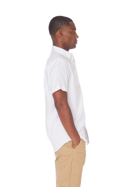 Men's Cotton Stretch Short Sleeve Solid Shirt