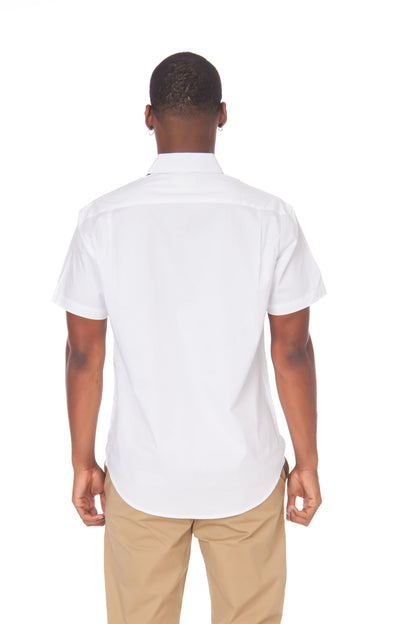 Men's Cotton Stretch Short Sleeve Solid Shirt