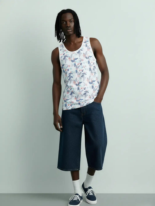 White Floral Tank Top