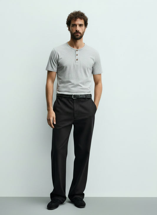 Men's Henley Short Sleeve T-Shirt #Grey