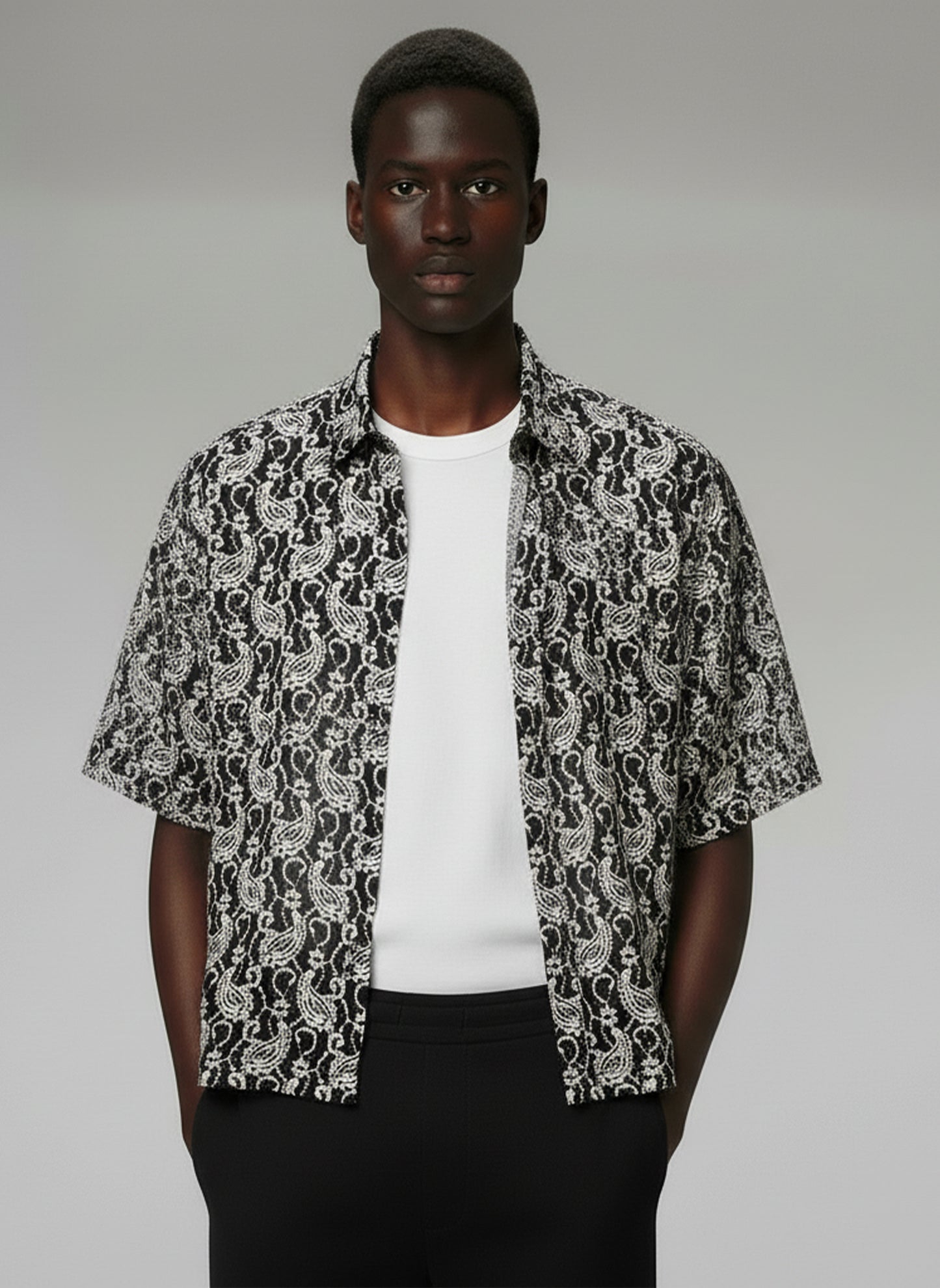 Men's Crochet Short Sleeve Shirt - #4416