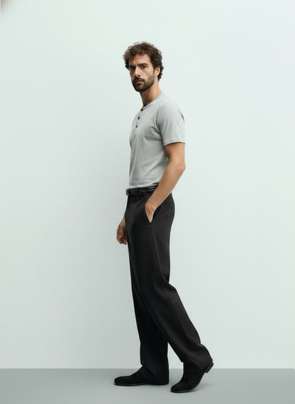 Men's Henley Short Sleeve T-Shirt #Grey