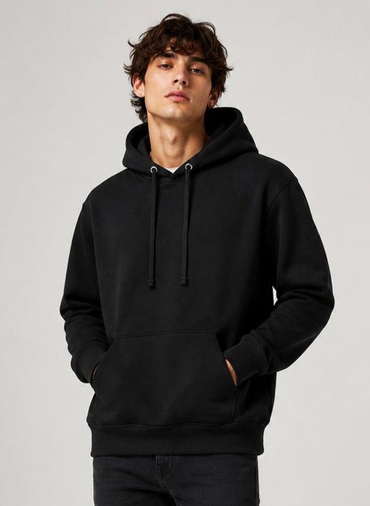 Unisex Fleece Pullover Hoodie #Black