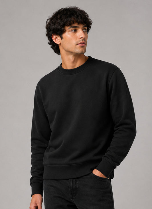 Unisex Fleece Crew Neck Sweatshirt #Black