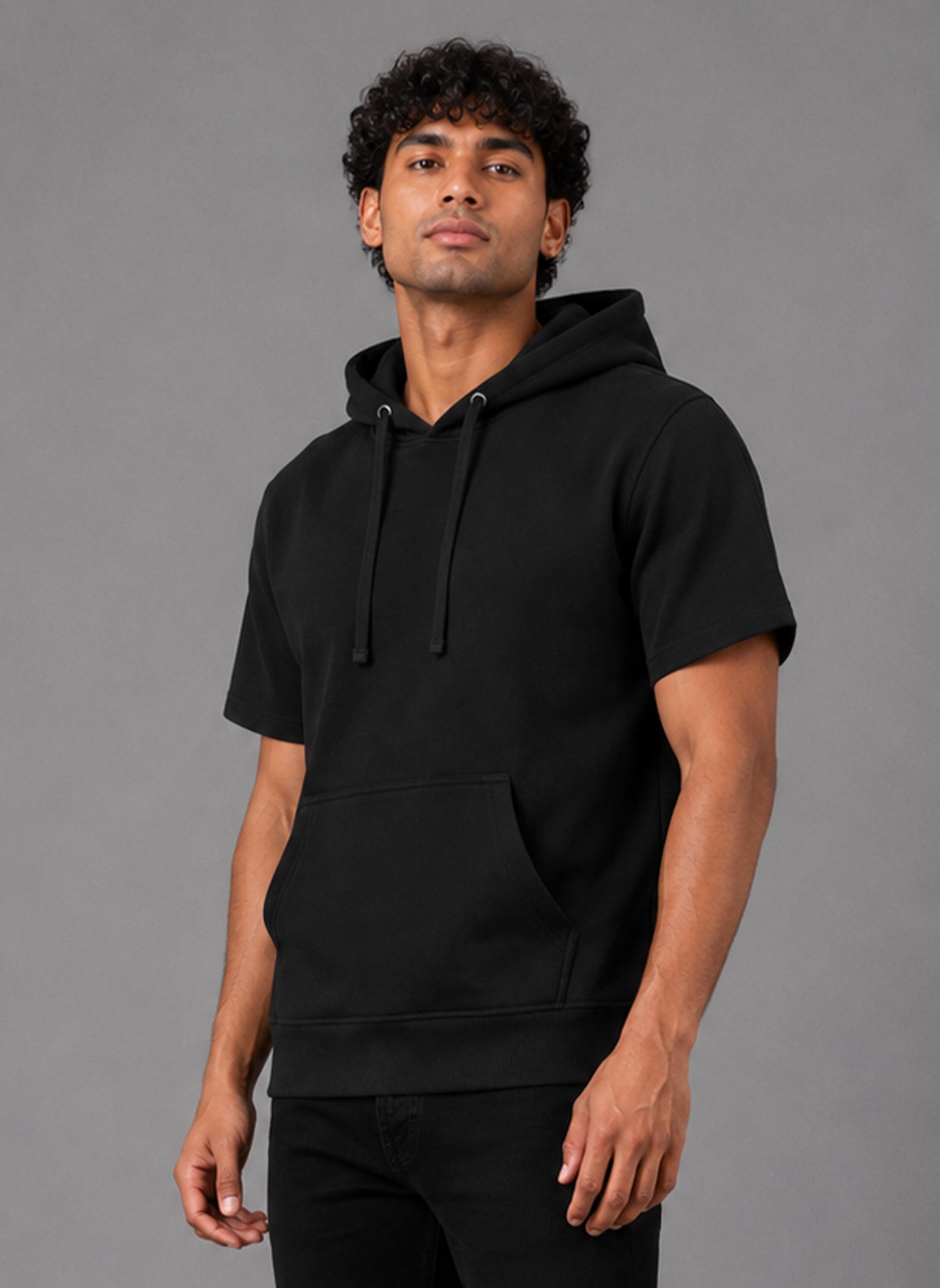 Hawks Bay Short Sleeve Hoodie - #Black
