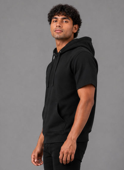 Hawks Bay Short Sleeve Hoodie - #Black