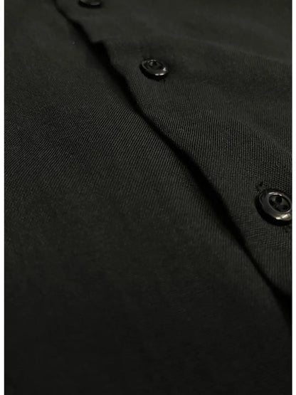 Chambray Boxy Fit Shirt (Charcoal Black)