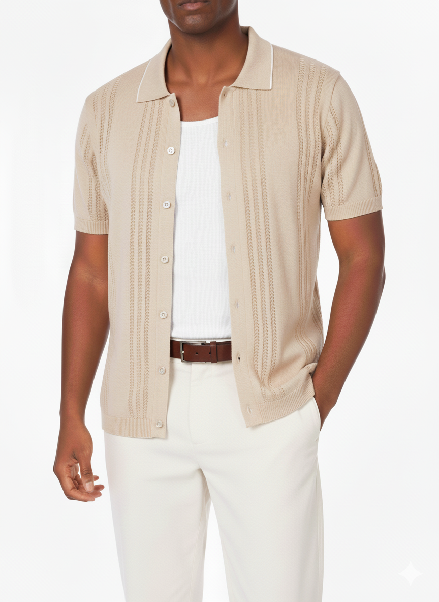 Knitted Polo HB-0007 BEIGE
