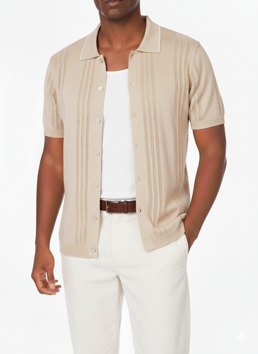 Knitted Polo HB-0007 BEIGE