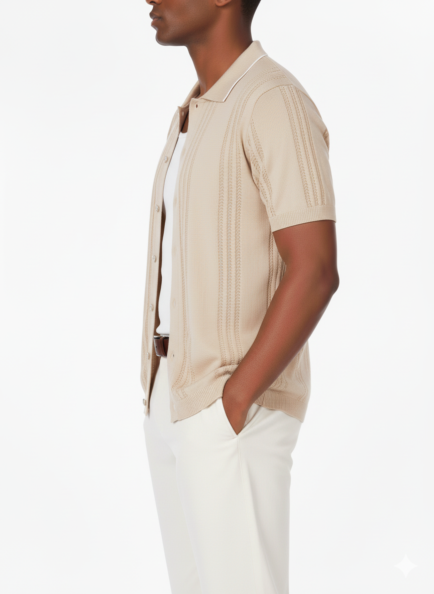 Knitted Polo HB-0007 BEIGE