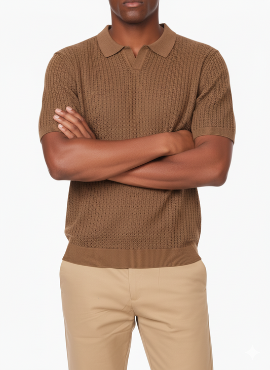 Knitted Polo HB-75032 BROWN