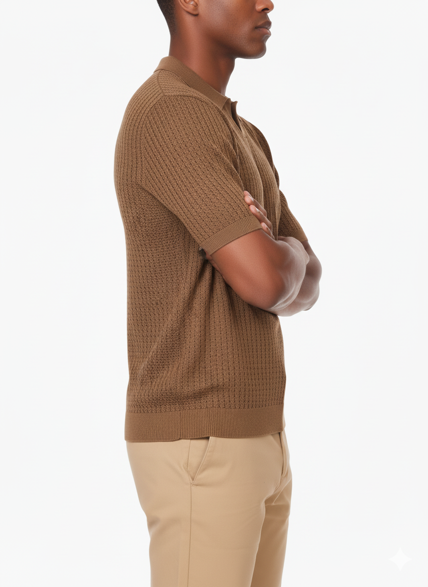 Knitted Polo HB-75032 BROWN