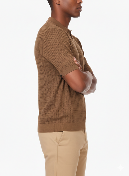 Knitted Polo HB-75032 BROWN