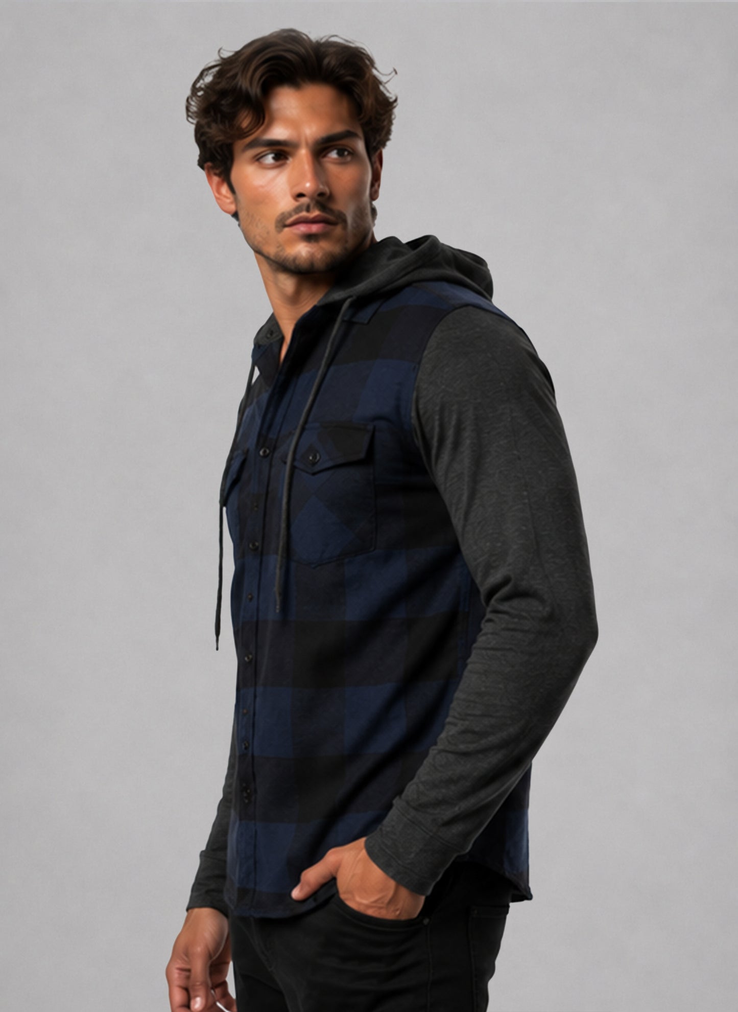 Flannel Shirt With Detachable Hood