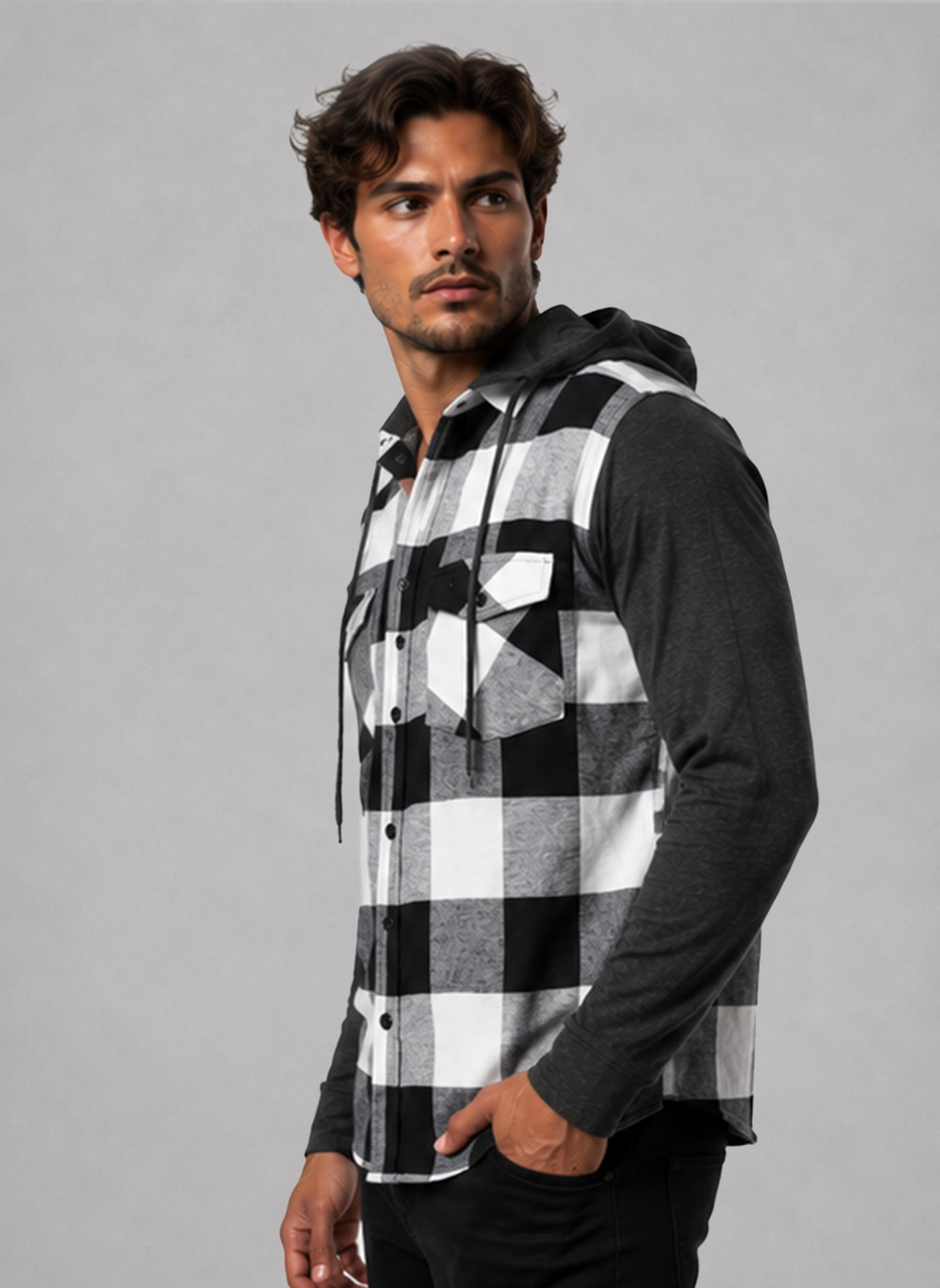 Flannel Shirt With Detachable Hood