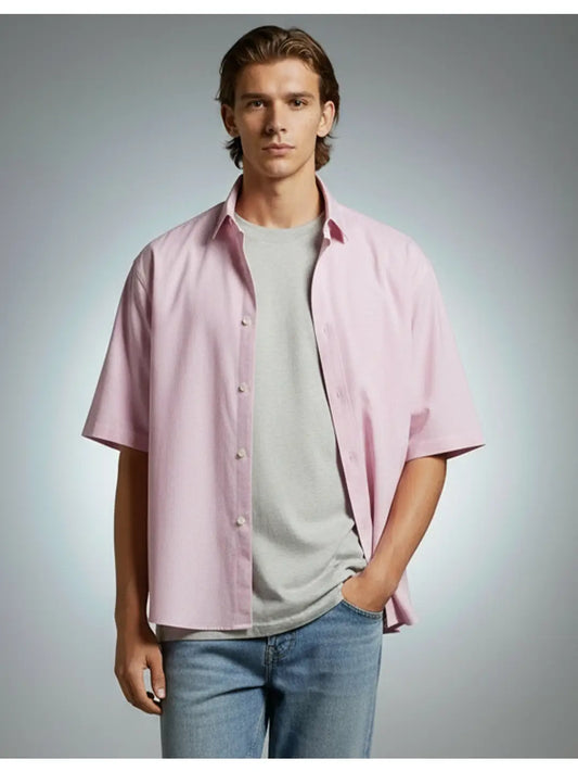 Checkered Boxy Fit Shirt (Pink)