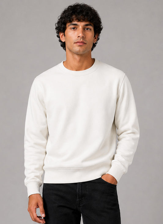 Unisex Fleece Crew Neck Sweatshirt #Ivory