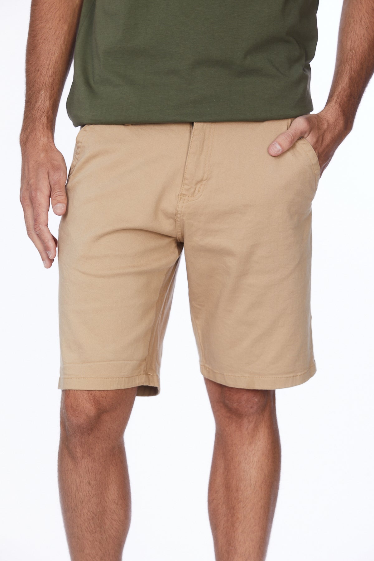 Men's Chino Twill Stretch Shorts #Khaki