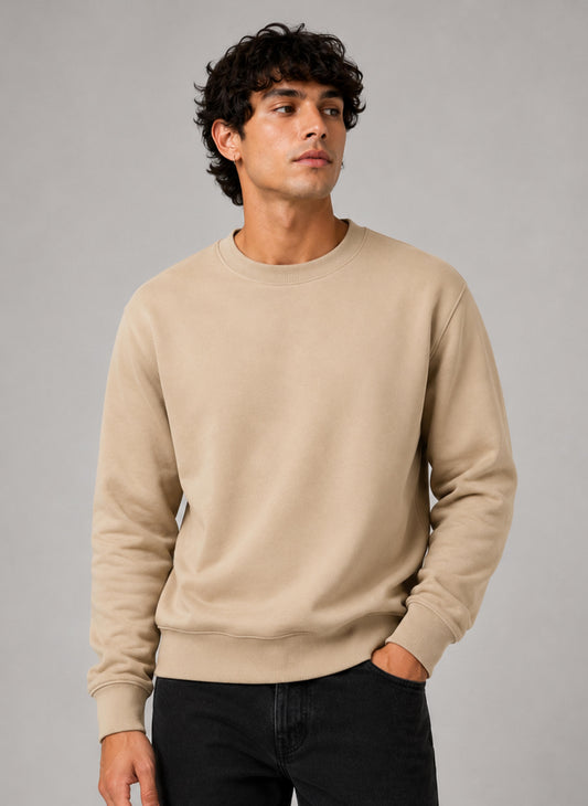 Unisex Fleece Crew Neck Sweatshirt #Sand