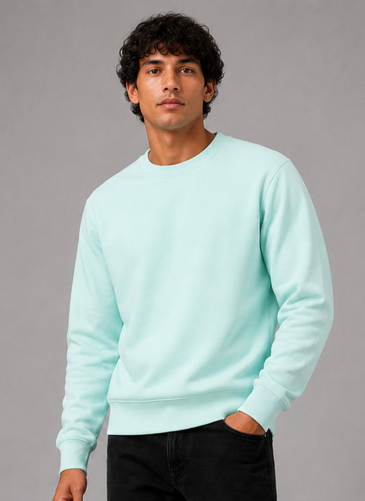 Unisex Fleece Crew Neck Sweatshirt #Turquoise