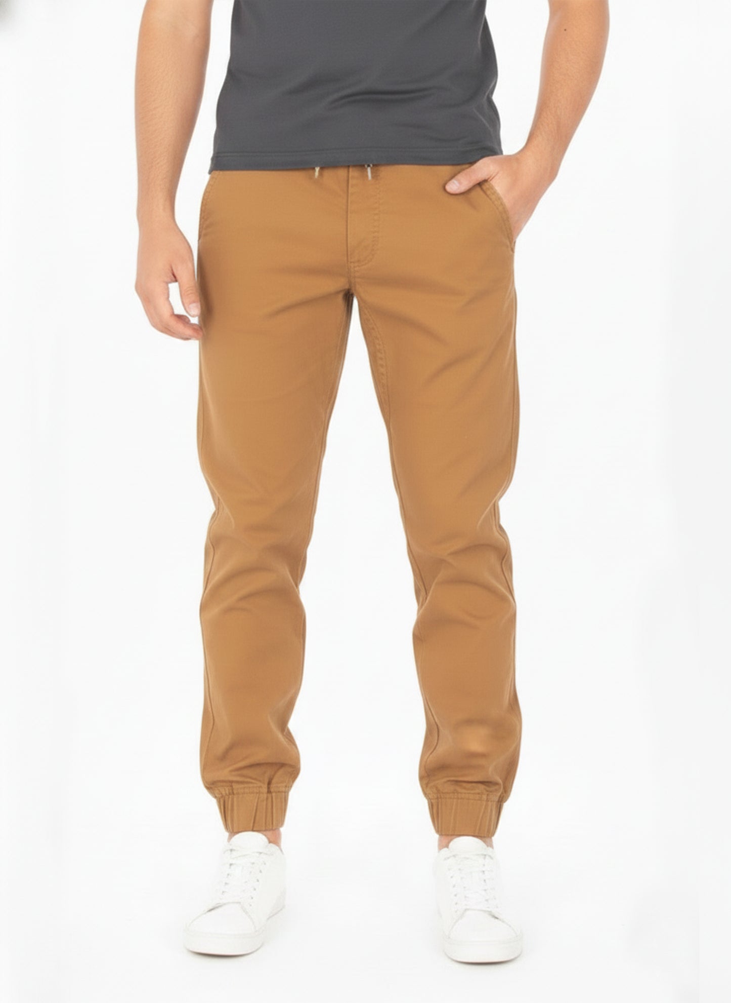 JOGGER TWILL STRETCH PANTS - #TOBACCO