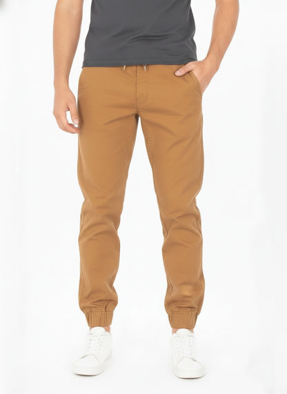 JOGGER TWILL STRETCH PANTS - #TOBACCO
