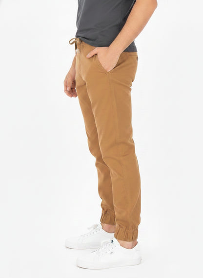 JOGGER TWILL STRETCH PANTS - #TOBACCO