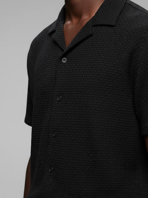 Men's Crochet Short Sleeve Shirt - #4070