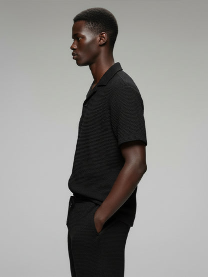 Men's Crochet Short Sleeve Shirt - #4070