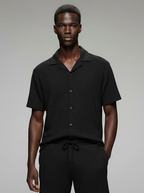 Men's Crochet Short Sleeve Shirt - #4070