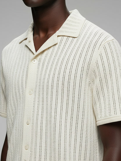 Men's Crochet Short Sleeve Shirt - #4079