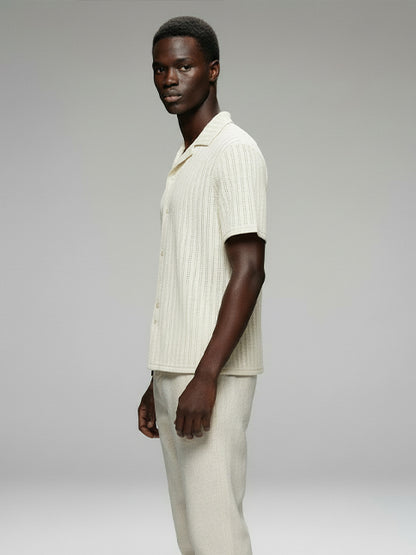 Men's Crochet Short Sleeve Shirt - #4079