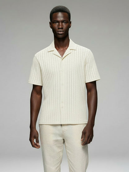 Men's Crochet Short Sleeve Shirt - #4079