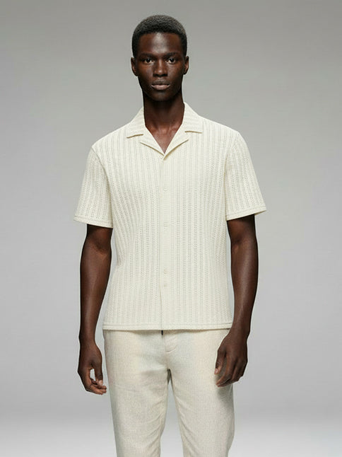 Men's Crochet Short Sleeve Shirt - #4079