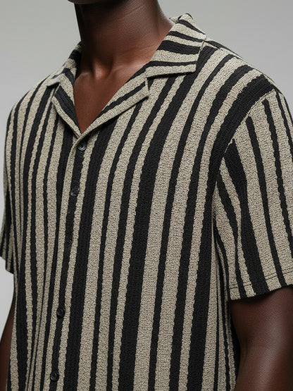 Men's Crochet Short Sleeve Shirt - #4083