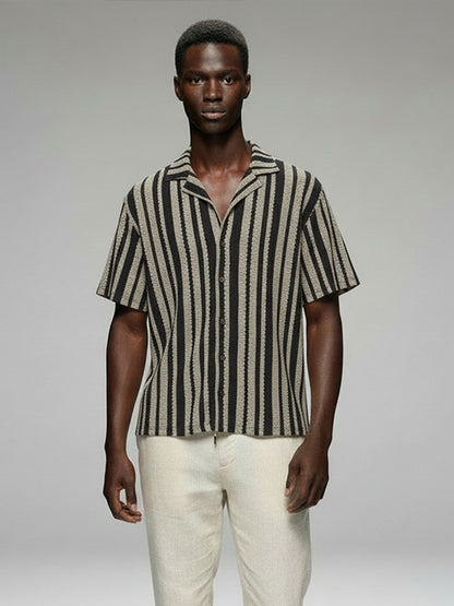 Men's Crochet Short Sleeve Shirt - #4083