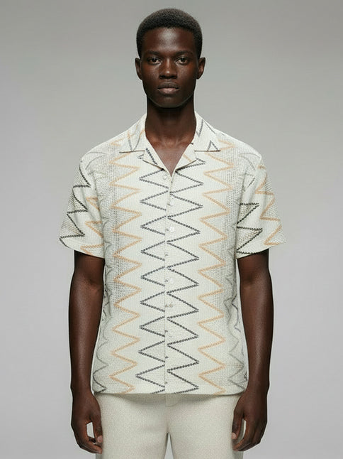 Crochet Short Sleeve Shirt - #4067