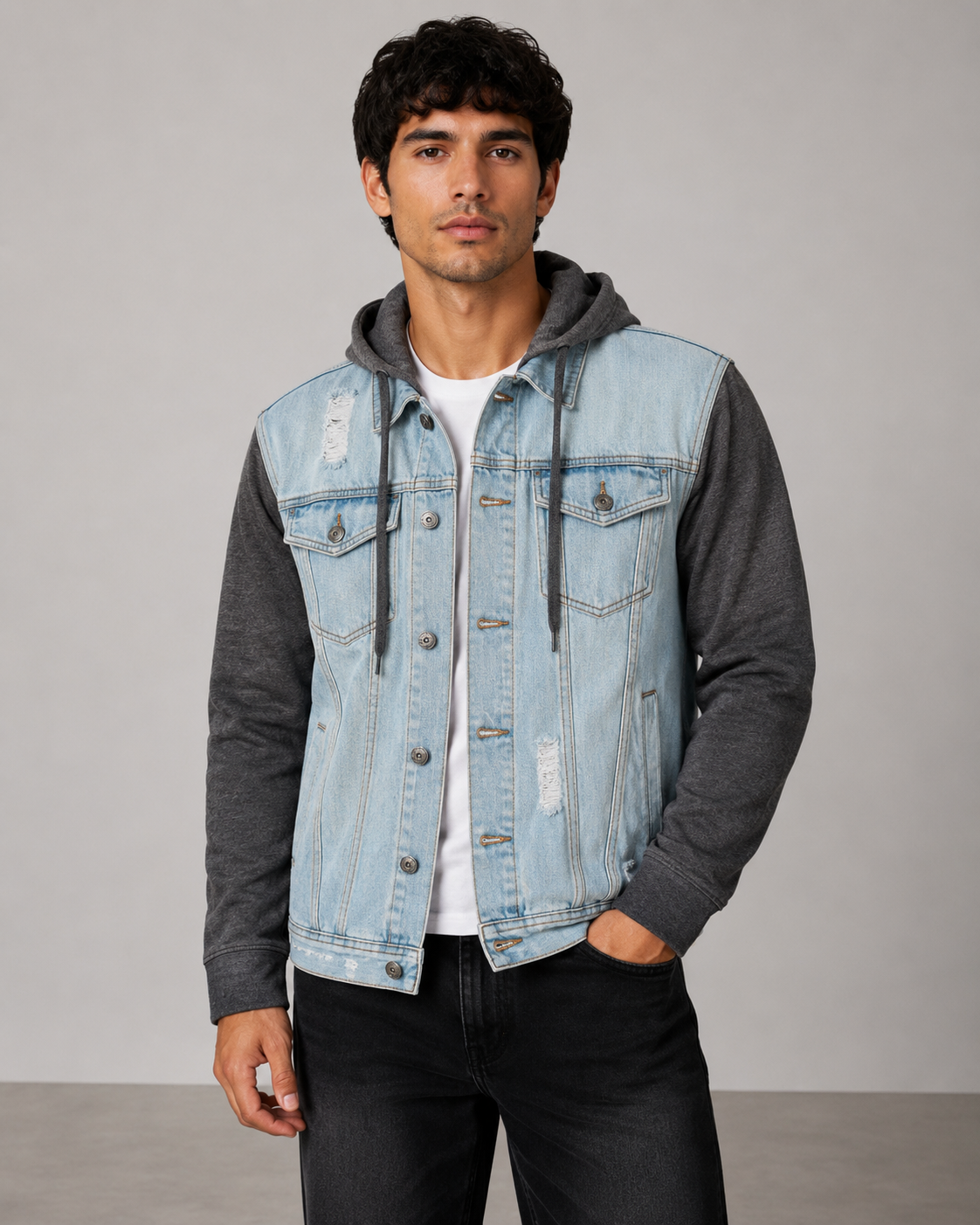 DENIM HOODIE JACKET - #LSB