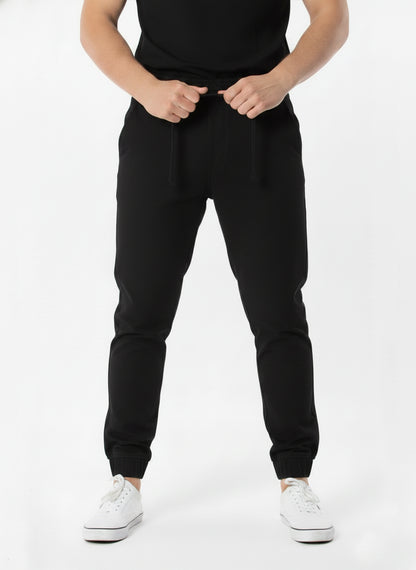 JOGGER TWILL STRETCH PANTS - #BLACK