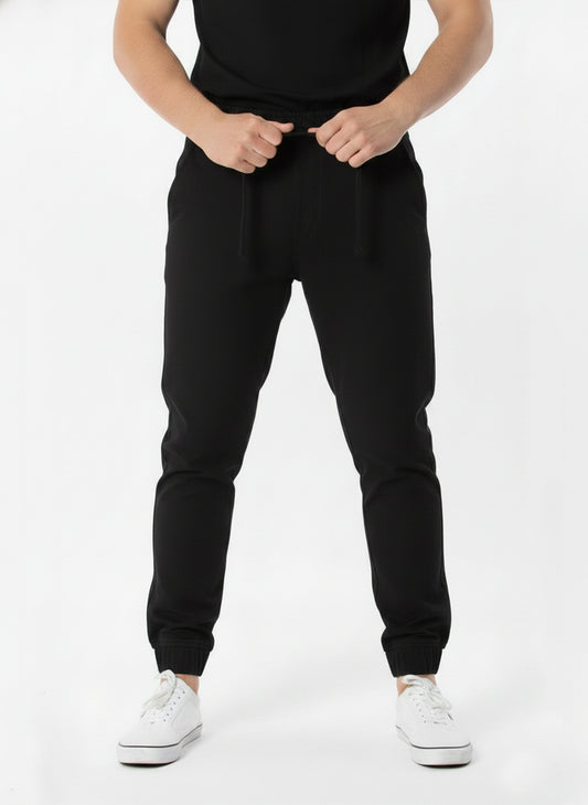 JOGGER TWILL STRETCH PANTS - #BLACK