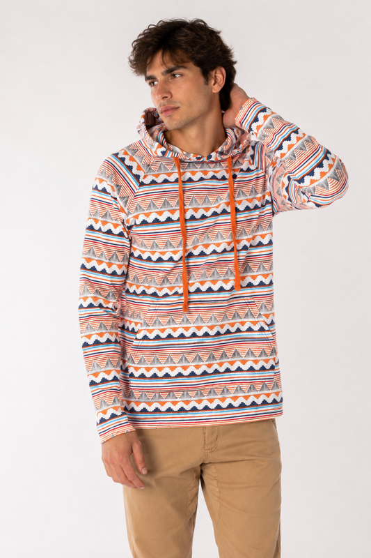 MULTI AZTEC PRINT LIGHT WEIGHT HOODIE