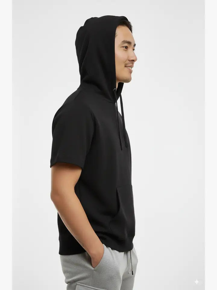 Hawks Bay Short Sleeve Hoodie - #Black