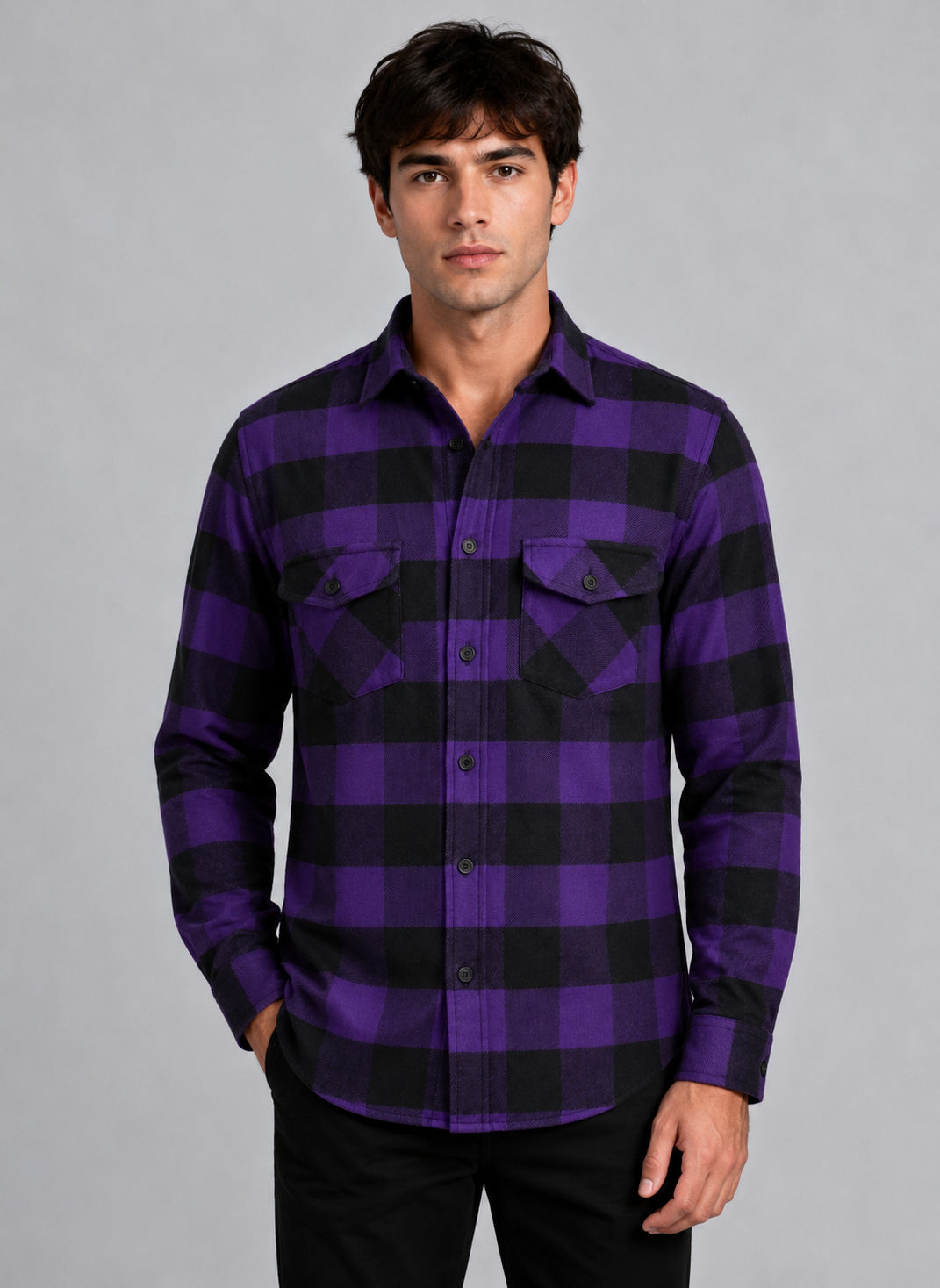 Flannel Long Sleeve Buffalo Plaid Shirt