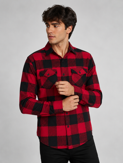 Flannel Long Sleeve Buffalo Plaid Shirt